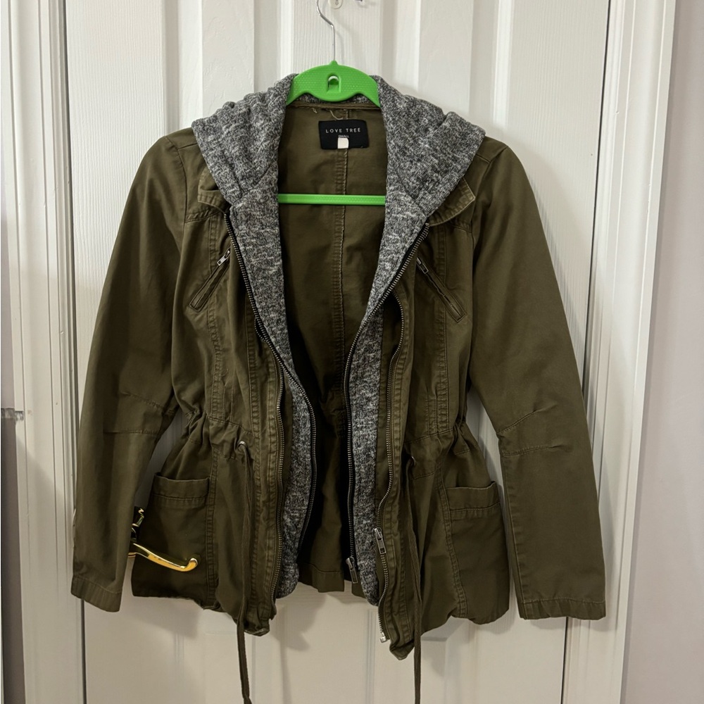 Army green hoodie fall jacket